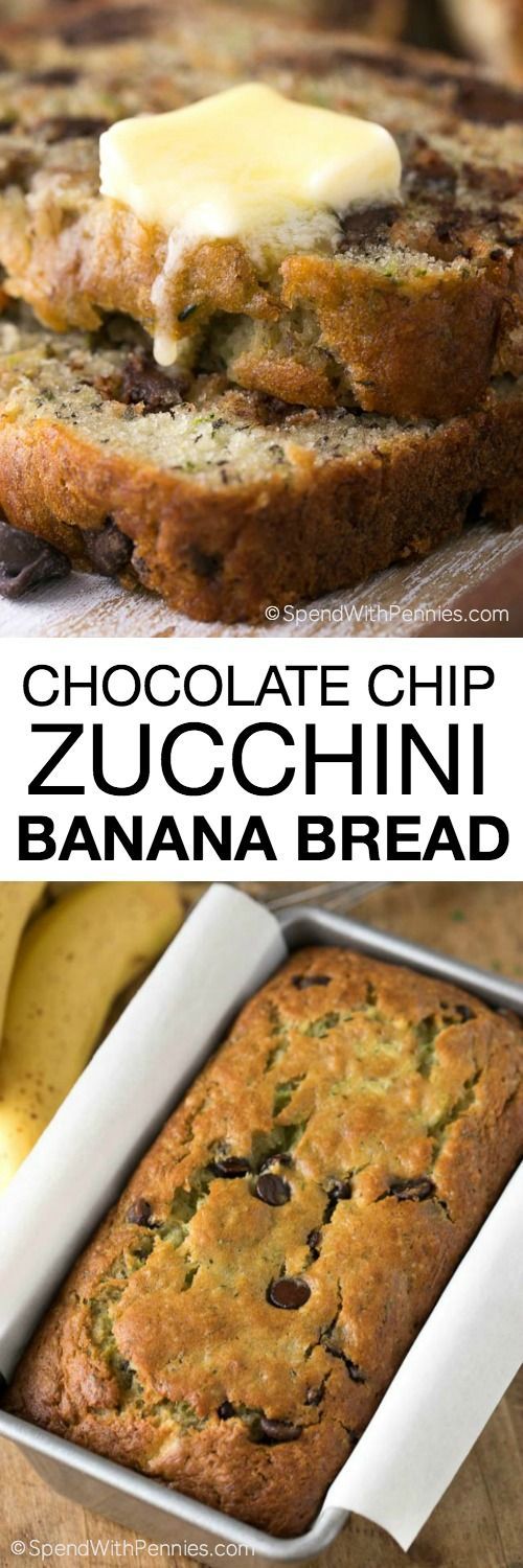 Chocolate Chip Zucchini Banana Bread is the most delicious way to enjoy your ripe bananas and garden fresh zucchini! Packed with