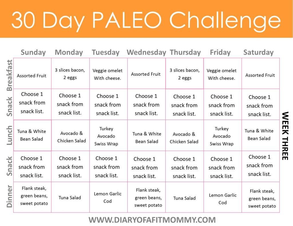 Diary of a Fit Mommy | 30 Day Paleo Challenge. Come with free meal plan printables!