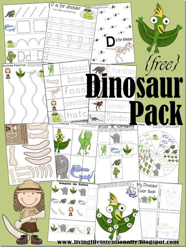 {Dinosaur Printable Pack –  Dinosaur Unit brings your child lots of Dinosaur fun! There are {free} printables, crafts, activities,