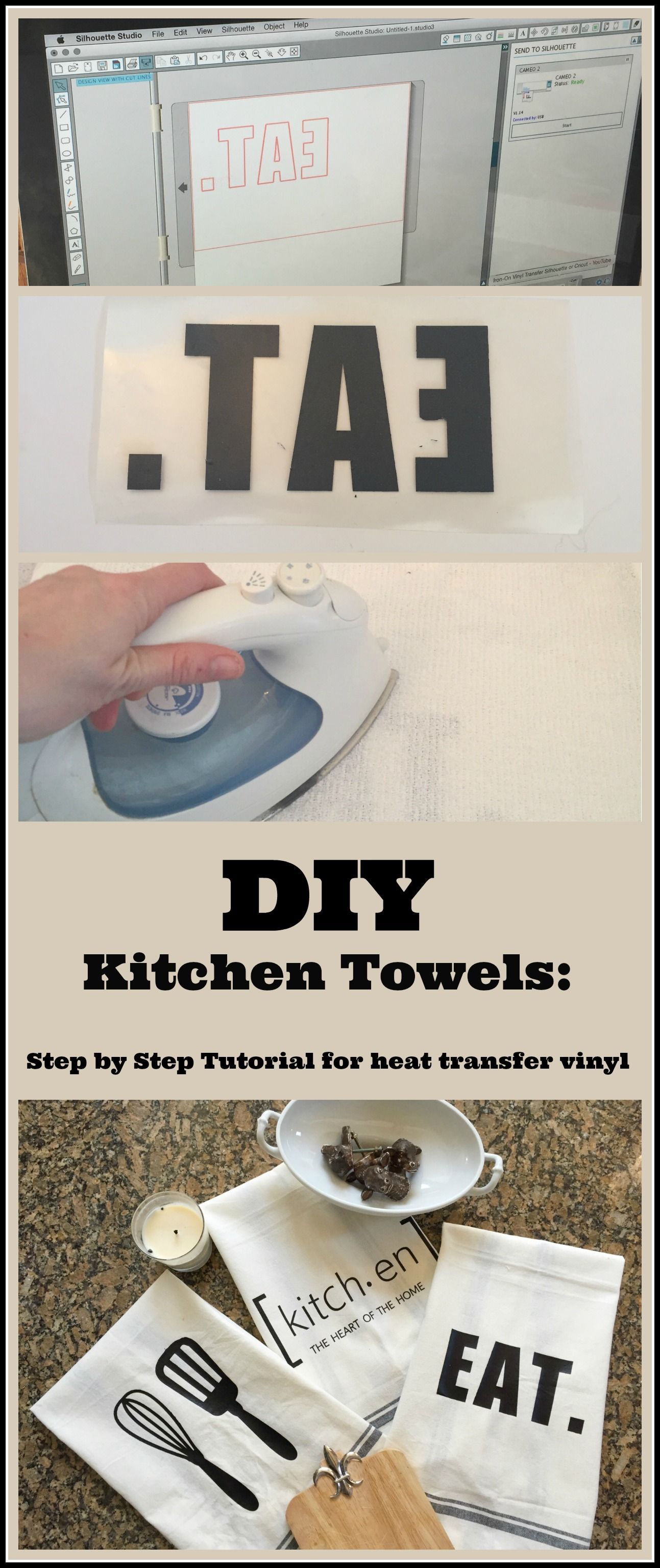DIY Custom Kitchen Towels Using a Heat Transfer Image | My Life From Home | www.mylifefromhome.com