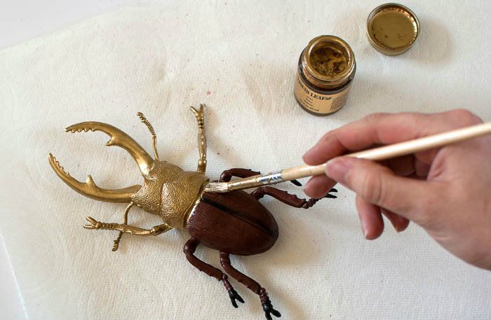 DIY Gilded Insect Faux Taxidermy.