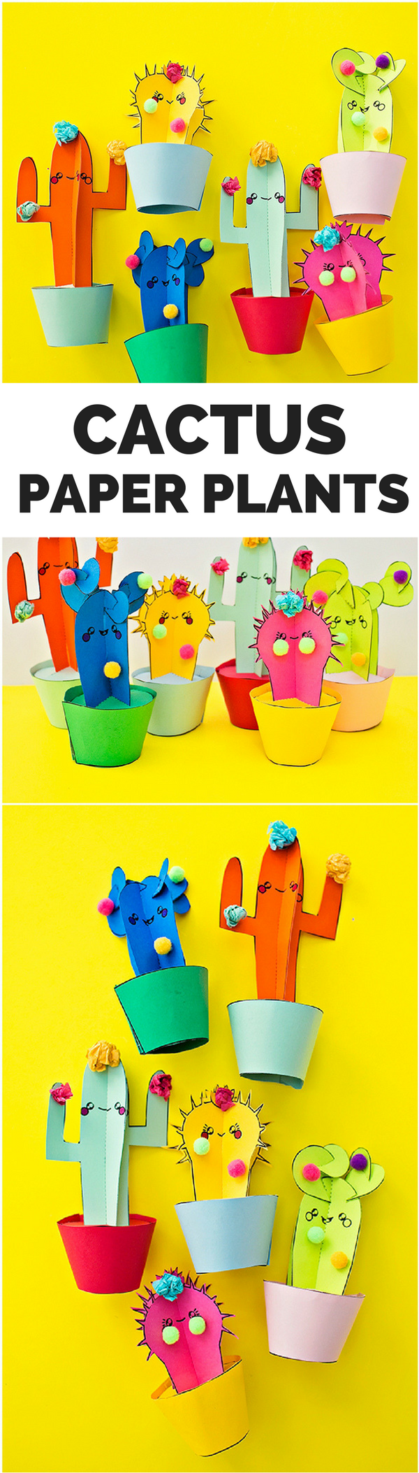 DIY Happy Cactus Plant Craft with Free Printable Templates. Cute summer craft for kids!