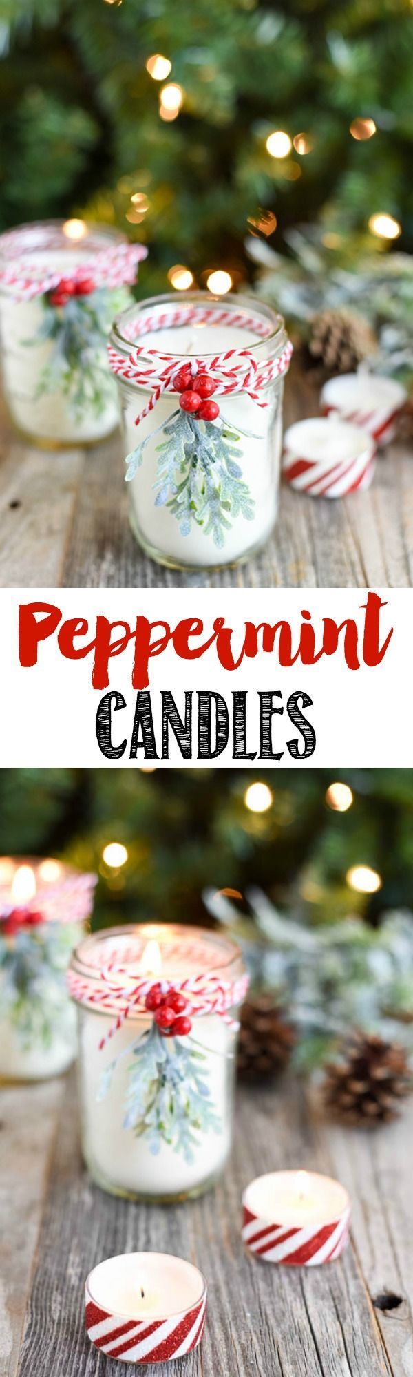 DIY Peppermint Candles – you won’t believe how easy it is to make your own mason jar candles! These make a great Christmas gift