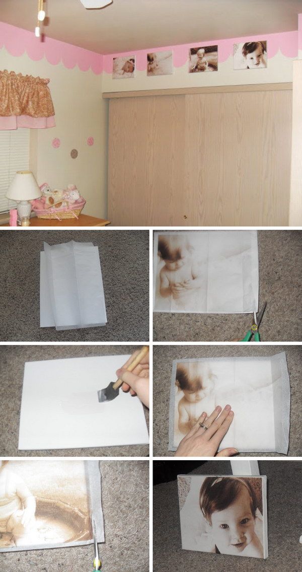 DIY TUTORIAL FOR PRINTING PICTURES ON TISSUE PAPER AND MOD PODGING ONTO CANVAS -   Ideas for Photo Transfer Projects