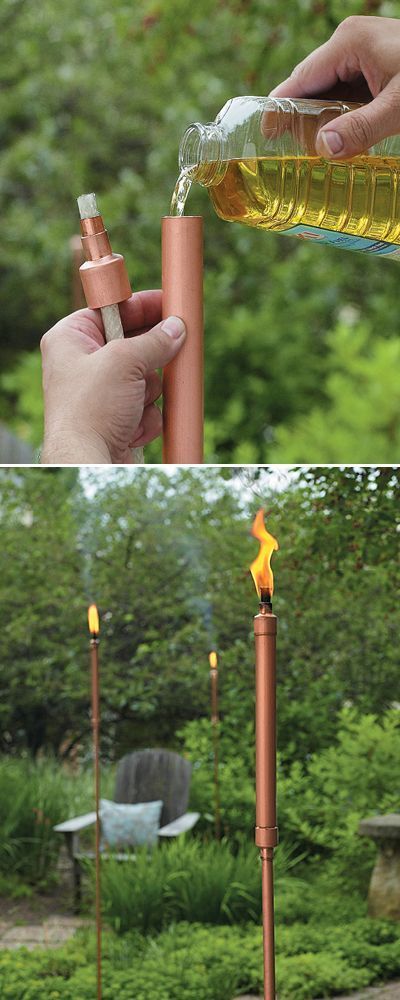 DIY Tiki Torches • Lots of Ideas and Tutorials! Including from ‘my home my style’, these sleek, modern looking Copper Patio