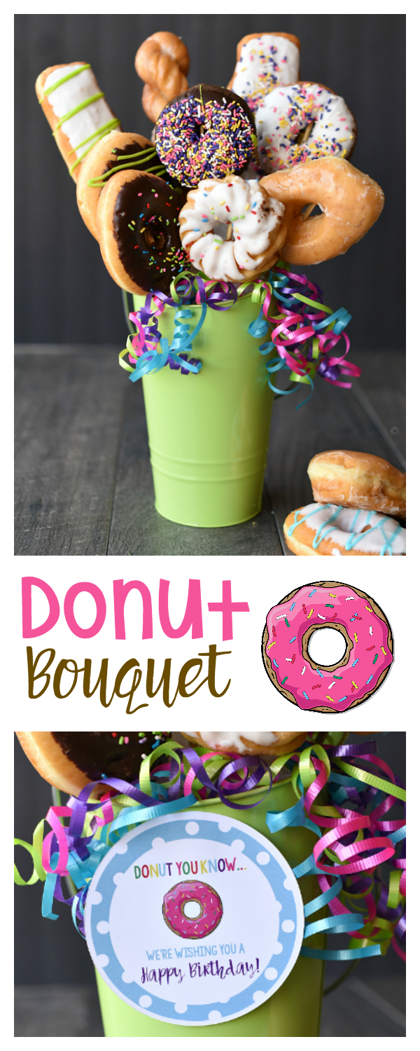 Doughnut Bouquet for an easy and FUN birthday present, gift, or surprise!