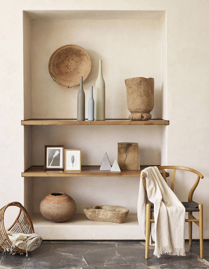 drywall built-ins with wooden shelves