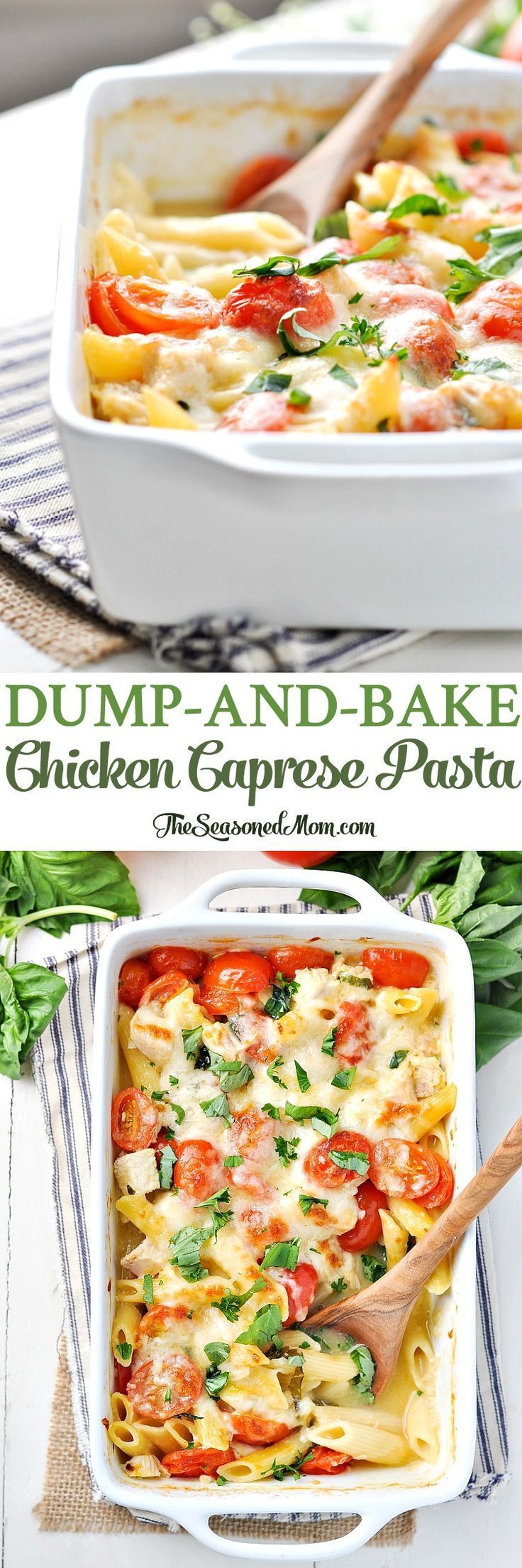Dump-and-Bake Chicken Caprese Pasta! Easy Dinner Healthy Recipes|Easy | GF Pasta for me, of course|