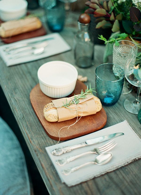 Farm to Table  love the idea of wrapping individual baguettes along side steaming bowls of soup