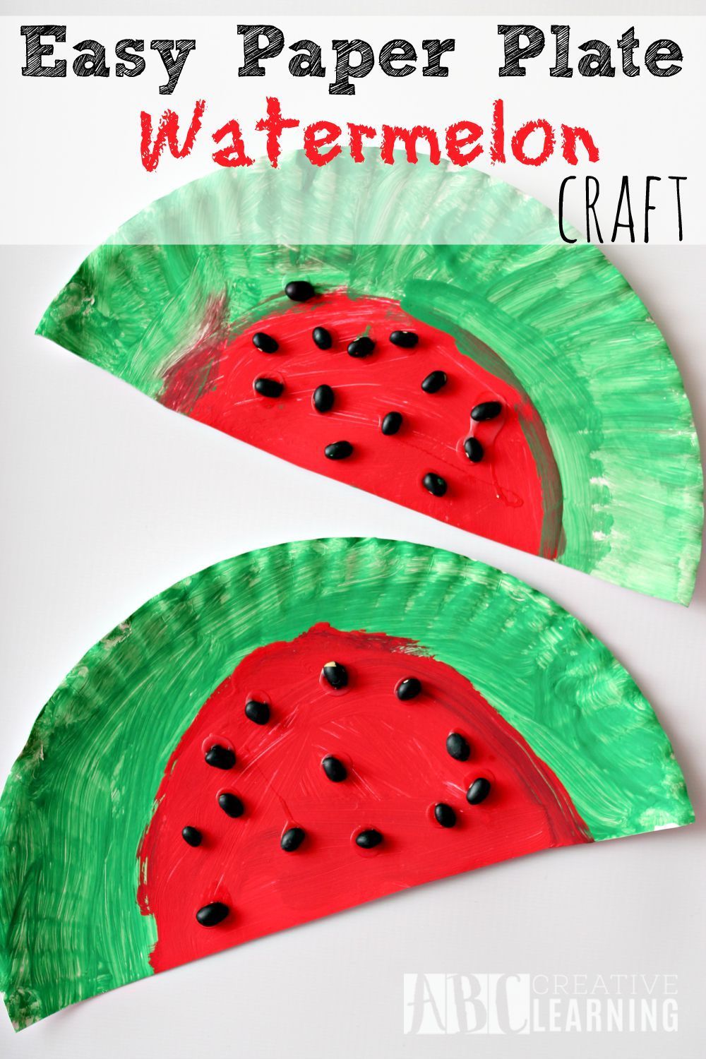 Fun and Easy Paper Plate Watermelon Craft perfect for the letter W or just for fun! – abccreativelearning.com