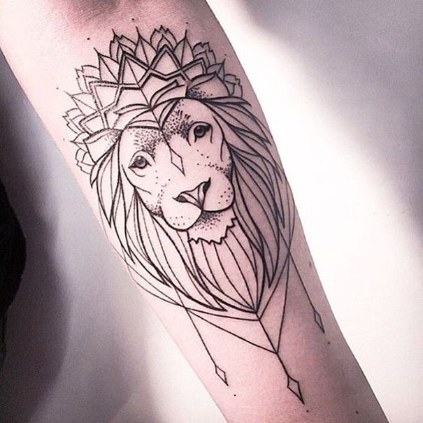 geometric lion tattoo