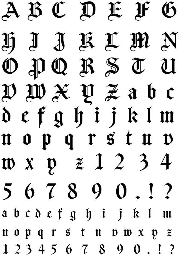 German Gothic Font Unmounted Rubber Stamp Sheet
