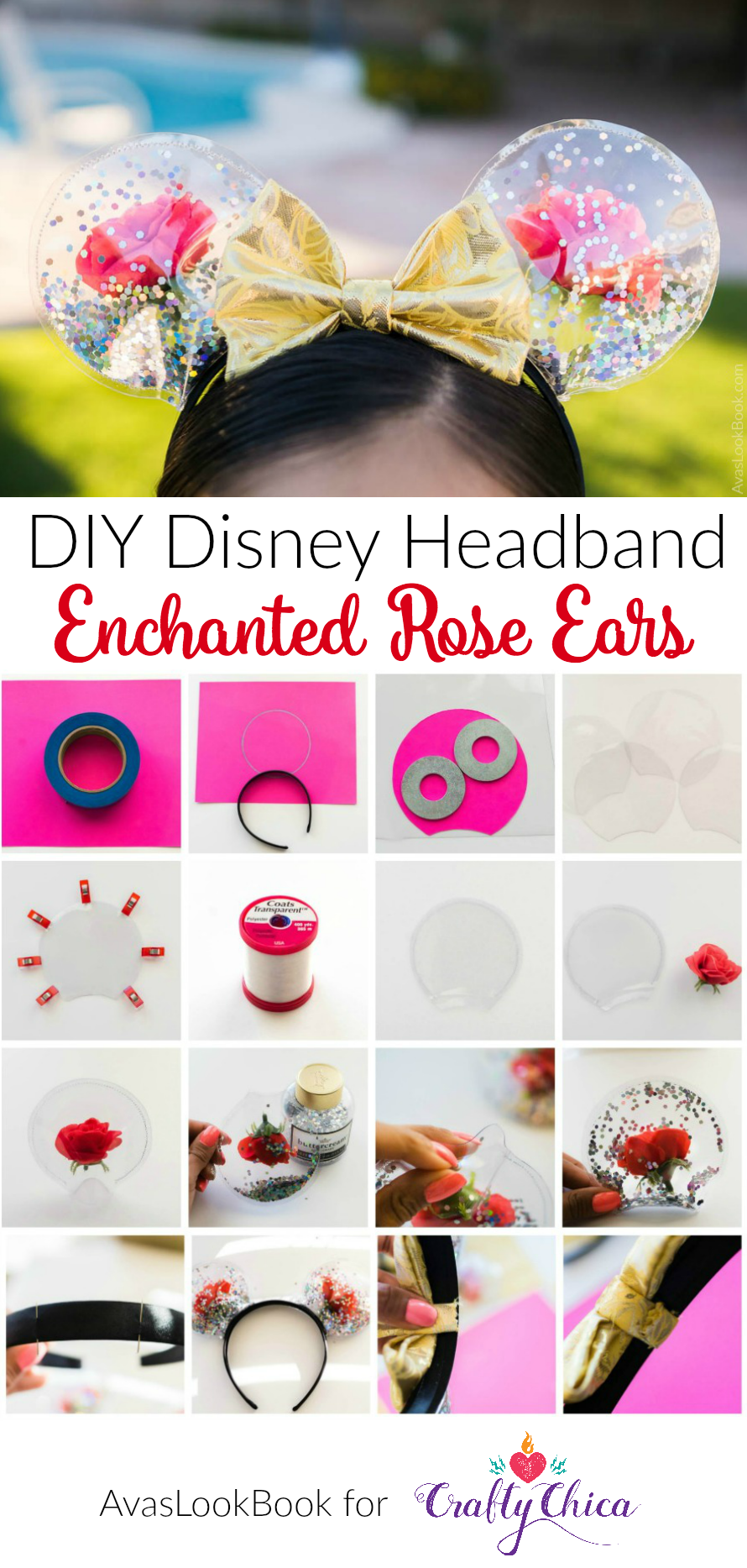 How to make Enchanted Rose Mickey Ears inspired by Beauty and the Beast! Meagan mora for CraftyChica.com.