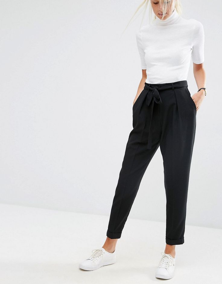 Image 4 of ASOS Woven Peg Trousers with OBI Tie