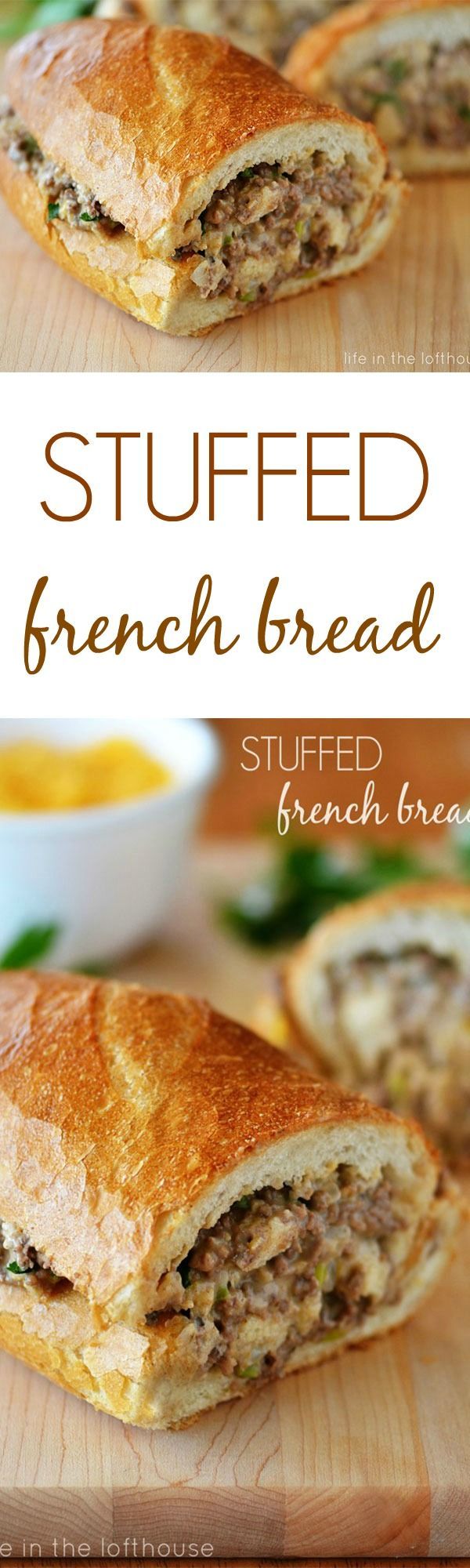 It was a little difficult to take a good picture of this Stuffed French Bread, but I HAD to share the recipe. It was so delicious!