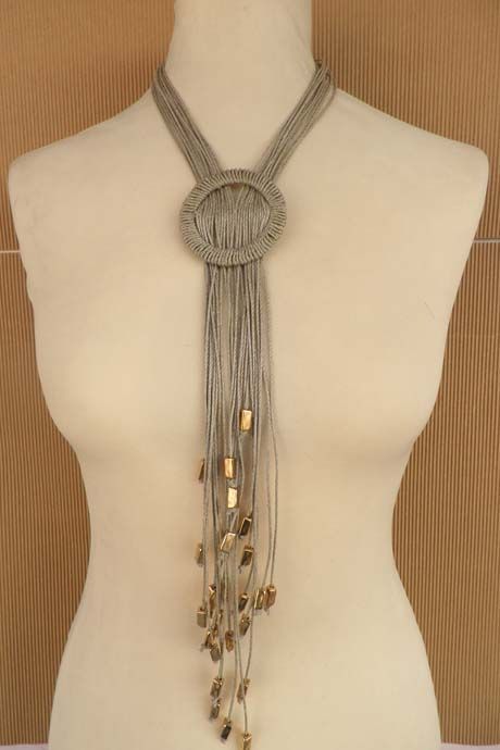 Linen long necklace