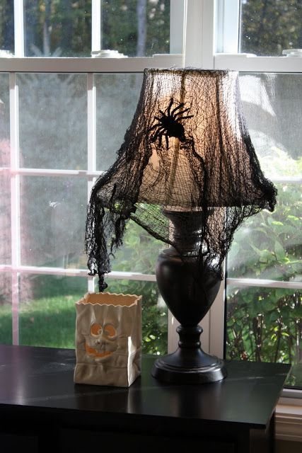 Love this idea… the perfect 5 dollar lamp at Family Dollar – has a black shade but should work with grey or white cheesecloth