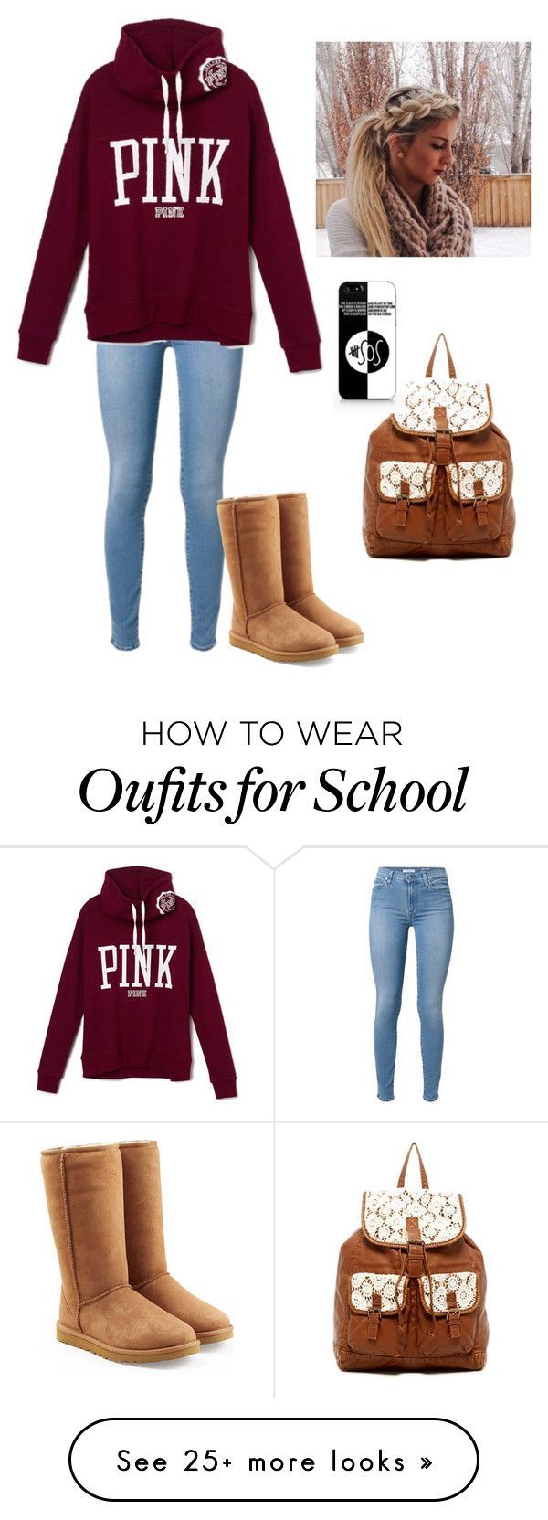 “me at school” by aye-its-angie on Polyvore featuring UGG Australia, T-shirt & Jeans and Samsung