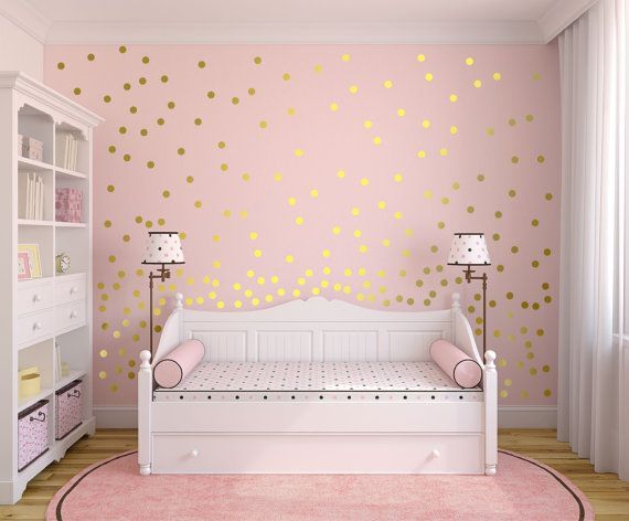 Metallic Gold Wall Decals Polka Dots Wall Decor – 1″, 1.5″,2″,2.5″,3″, 3.5″, 4″ Polka Dot Wall Decal