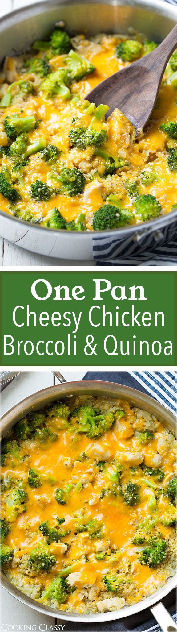 One Pan Cheesy Chicken Broccoli and Quinoa – Ive already made this 3 times now! Easy, healthy and delicious!