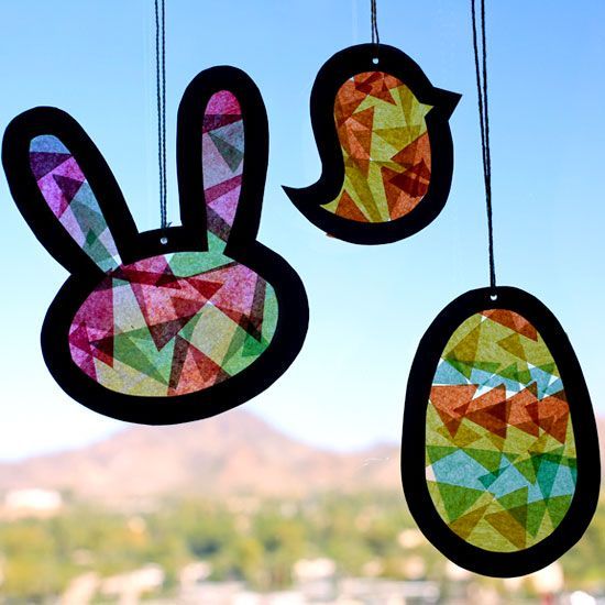 Our suncatcher template, tissue paper and transparency cutouts make a fun Easter kids craft. – Everyday Dishes & DIY