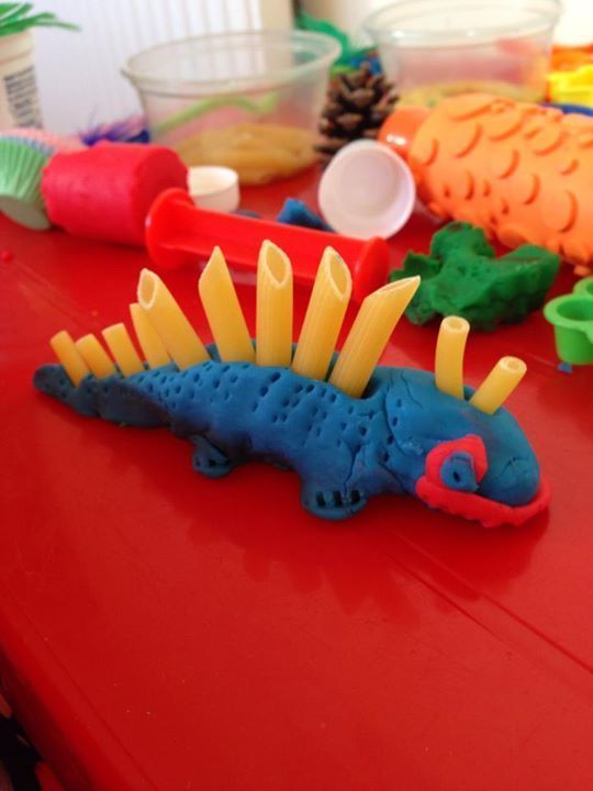 Pasta & play dough dinosaur from Passionate About Play (“,