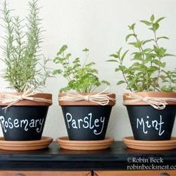 Pots with chalkboard paint