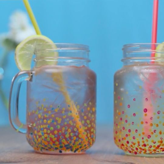 Pretty in polka dots: DIY glasses. Looking for a fun, festive design to gussy up your glassware? Learn an easy polka dot