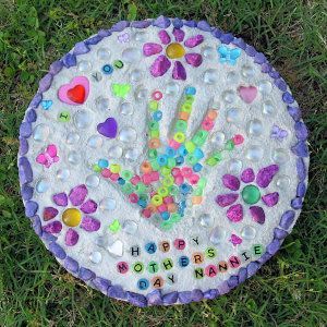 project: Homemade stepping stones in a day. We are so doing this with the girls for the new house!