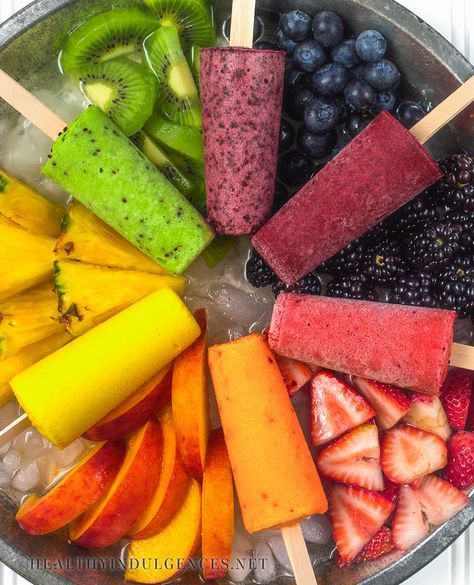 Real Food Rainbow Popsicles (No Sugar Added!) Made with Natural Sugar-Free Sweeteners (Stevia, Erythritol) | Healthy Indulgences