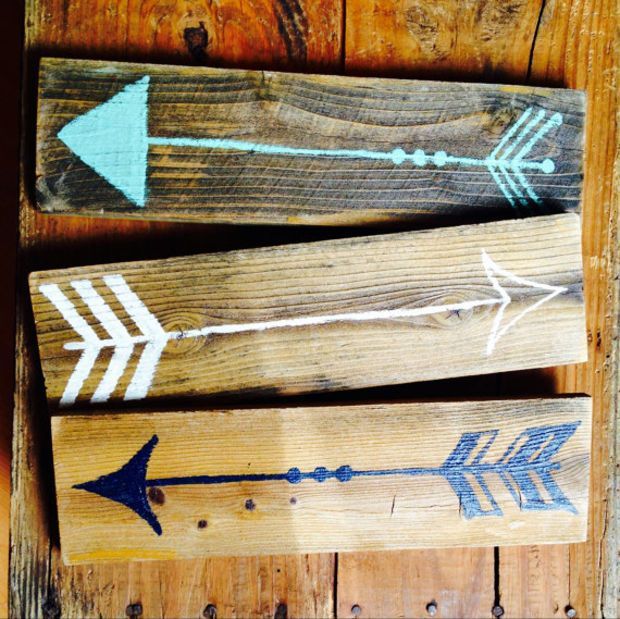 Reclaimed Wood Arrow Sign Set / Funky Signs / Arrow Wall Art / Bohemian Decor / Boho Chic / Gypsy Decor / Tribal Decor