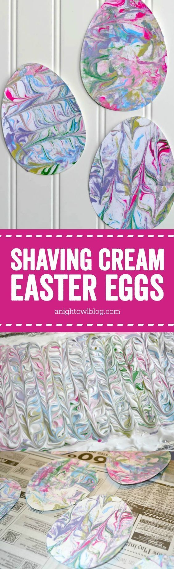 Shaving Cream Painted Easter Eggs – such a fun and easy Easter Craft for the kiddos!