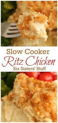 Slow Cooker Ritz Chicken from SixSistersStuff.com | A delicious fall, slow cooker meal the whole family will love!