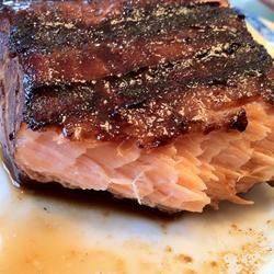 Soy sauce & brown sugar salmon marinade. wrap it in foil and bake at 425° for approx. 15 minutes. Moist and delicious.