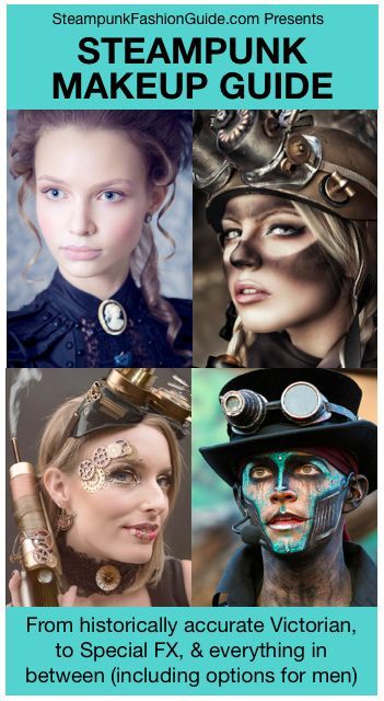 Steampunk Makeup Guide: Authentic historically accurate victorian era makeup, glue gears on it, masks, clockpunk, special fx