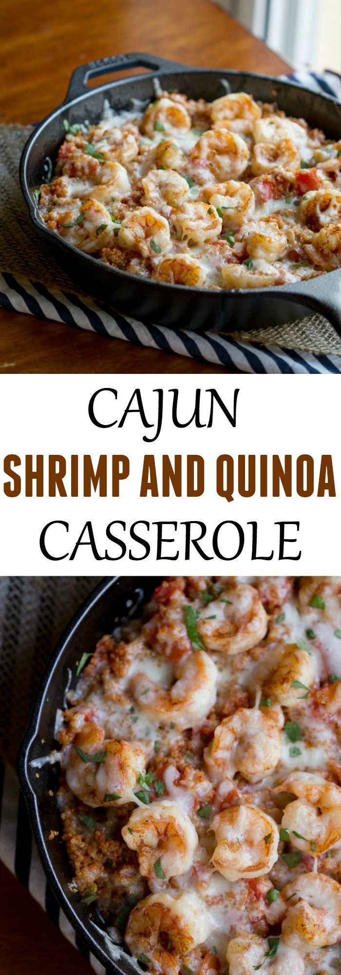 Super simple dinner recipe – Cajun Shrimp and Quinoa Casserole.