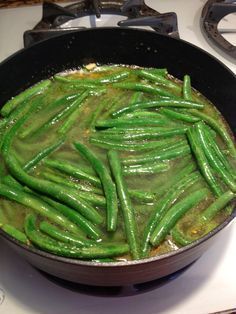The Most Delicious Way to Cook Green Beans _ With chicken broth, olive oil, garlic & butter. I scoured the internet for recipes &