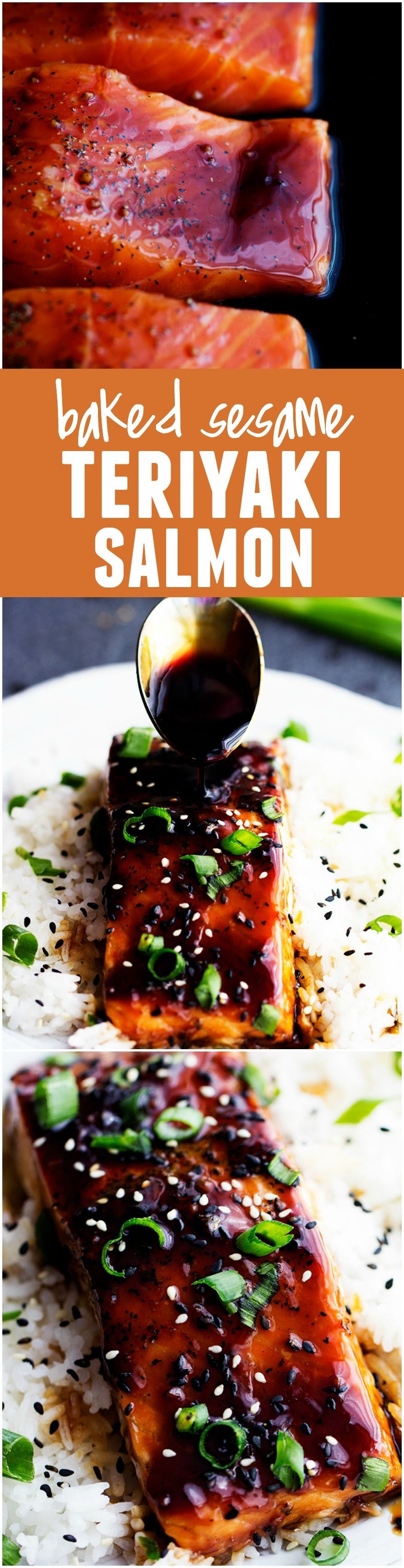 This Baked Sesame Salmon AKA THE BEST salmon you will ever eat!! The homemade sesame teriyaki sauce on top will blow your mind!