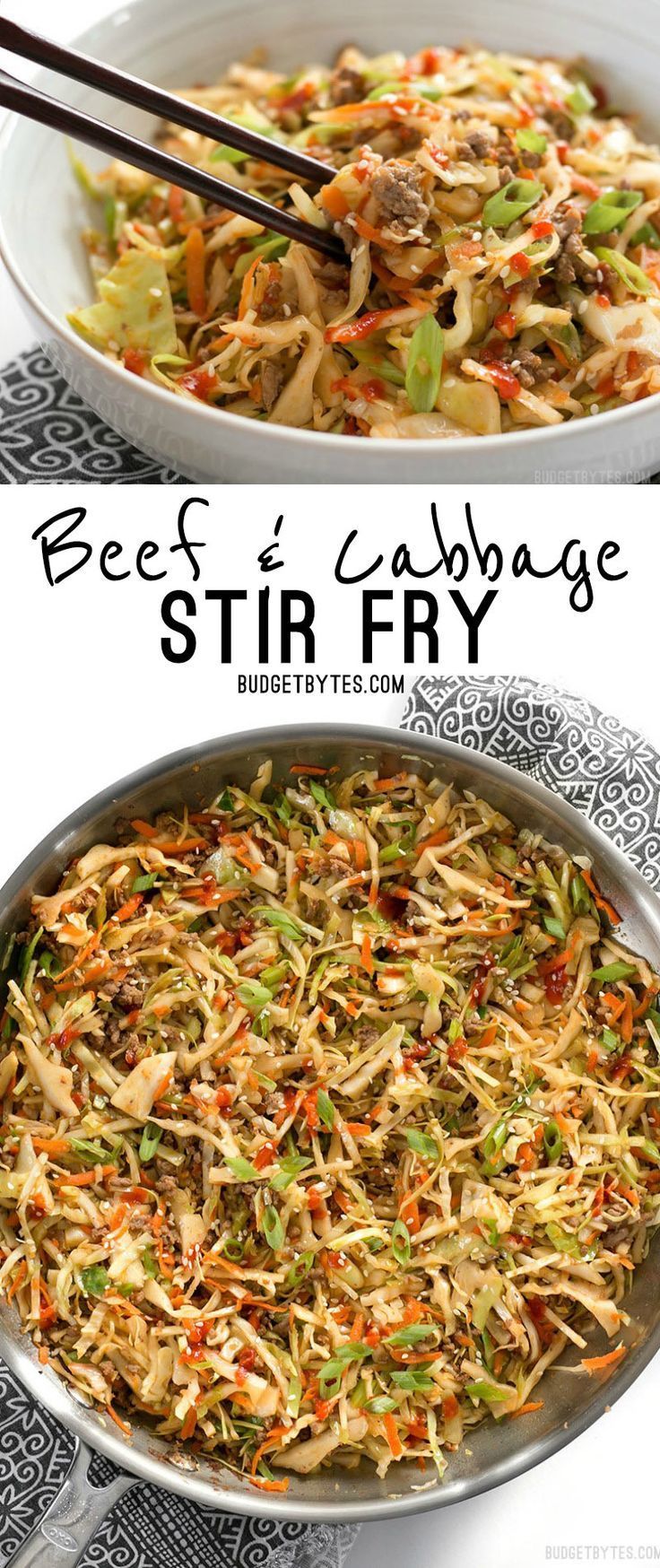 This fast and easy Beef and Cabbage Stir Fry is a filling low carb dinner with big flavor. @budgetbytes
