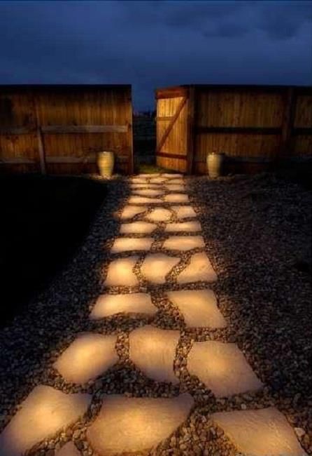 This is the DIY version of the glow stone path. Simply paint your stone pathway with glow in the dark paint. It will “charge up”