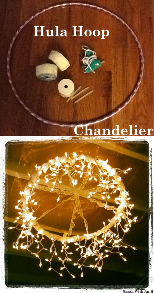 Transform a dollar-store hula hoop into a stunning chandelier.