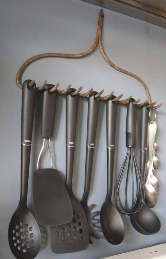 Wanting to hang tools off an old rake in the coop.