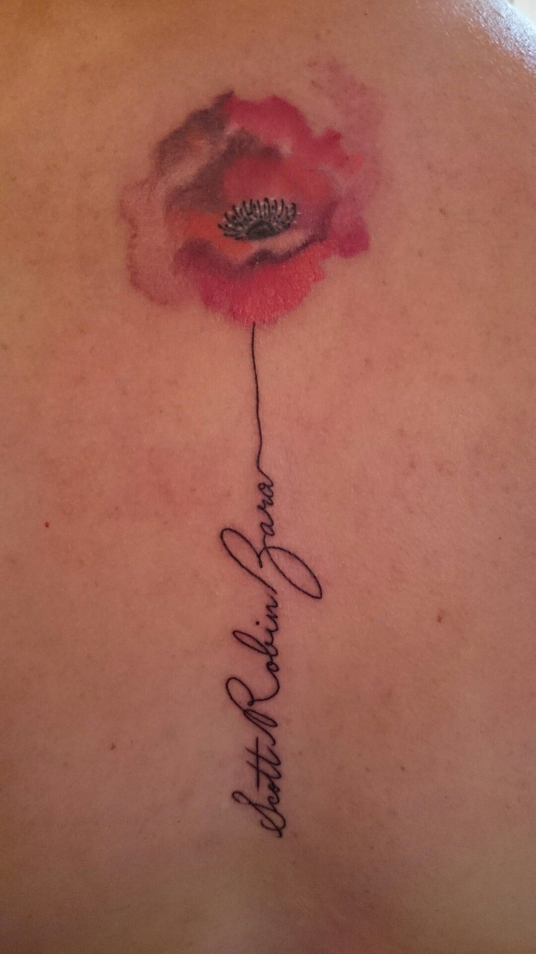 Watercolour poppy tattoo