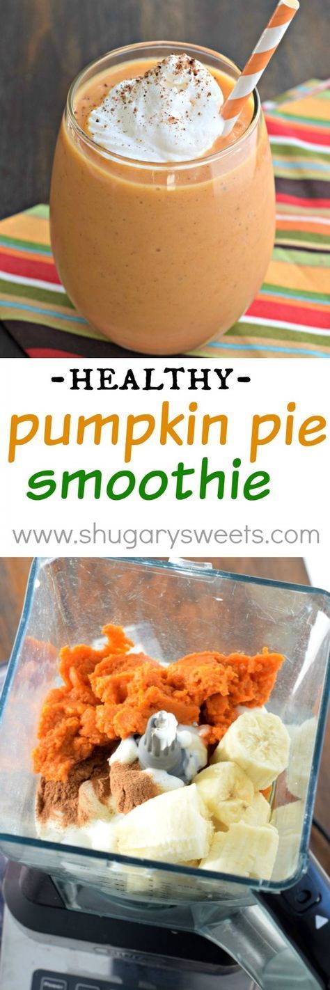 Whip up one of these delicious Pumpkin Pie Smoothies for breakfast today! The perfect, healthy way to start your day (or recover