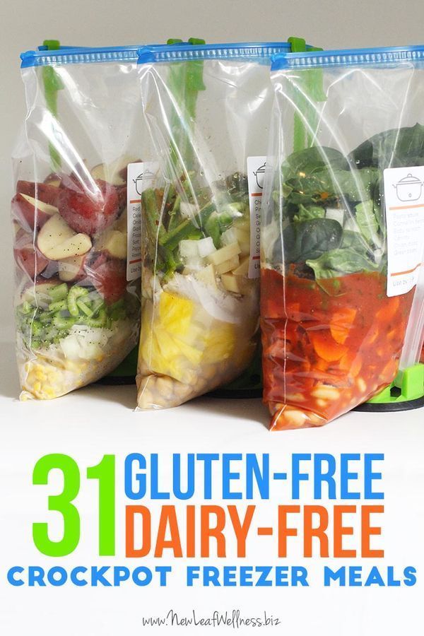 31 Gluten-Free Dairy-Free Crockpot Freezer Meals.  Free printable recipes and grocery list.  These recipes are awesome even if