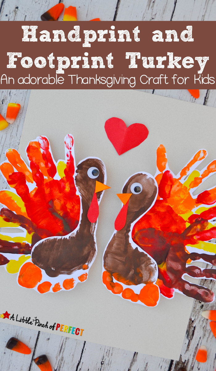Adorable Handprint and Footprint Turkey Thanksgiving Kids: Easy to make for kids to decorate for Thanksgiving or give to people in