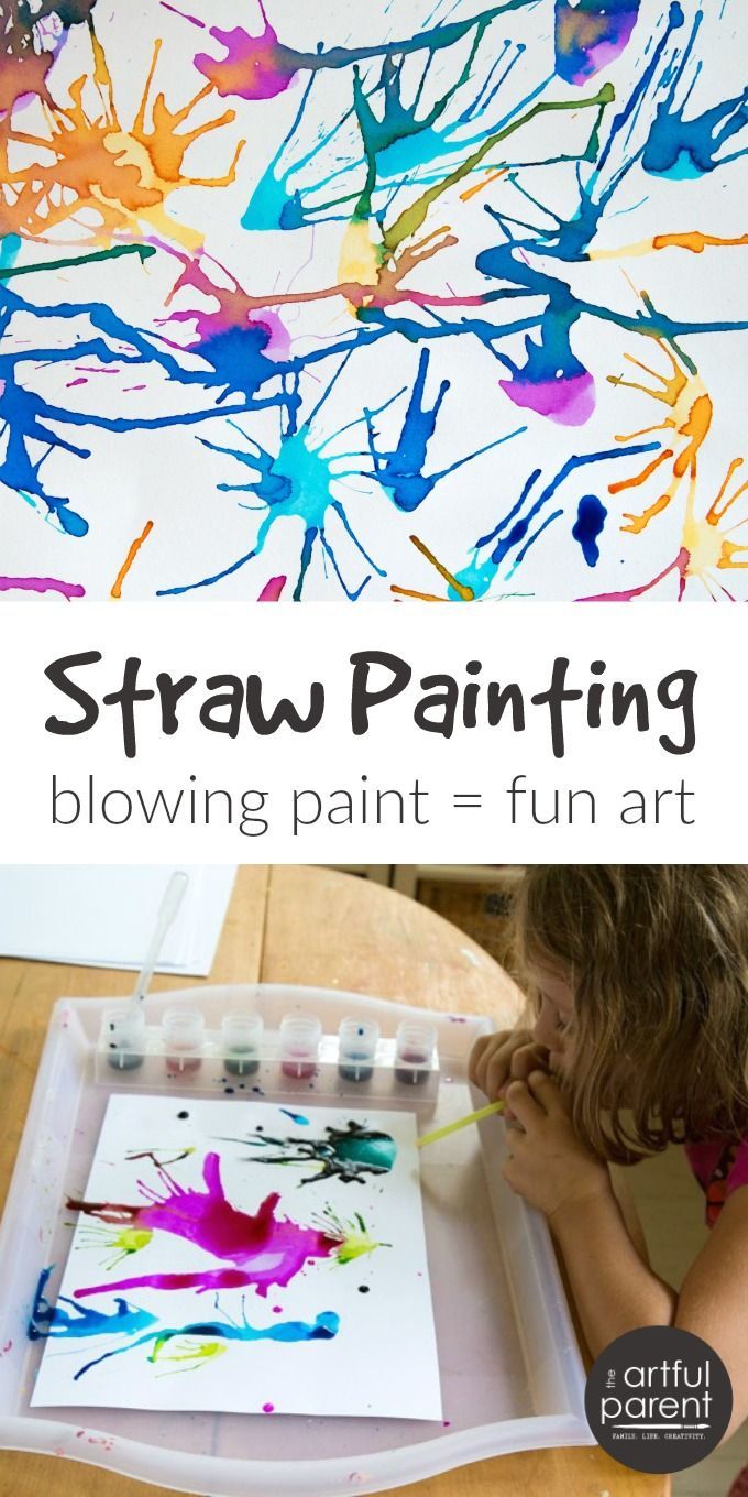 Blow painting with straws is simple yet lots of fun for kids of all ages. Use a straw to blow liquid paint around on paper,