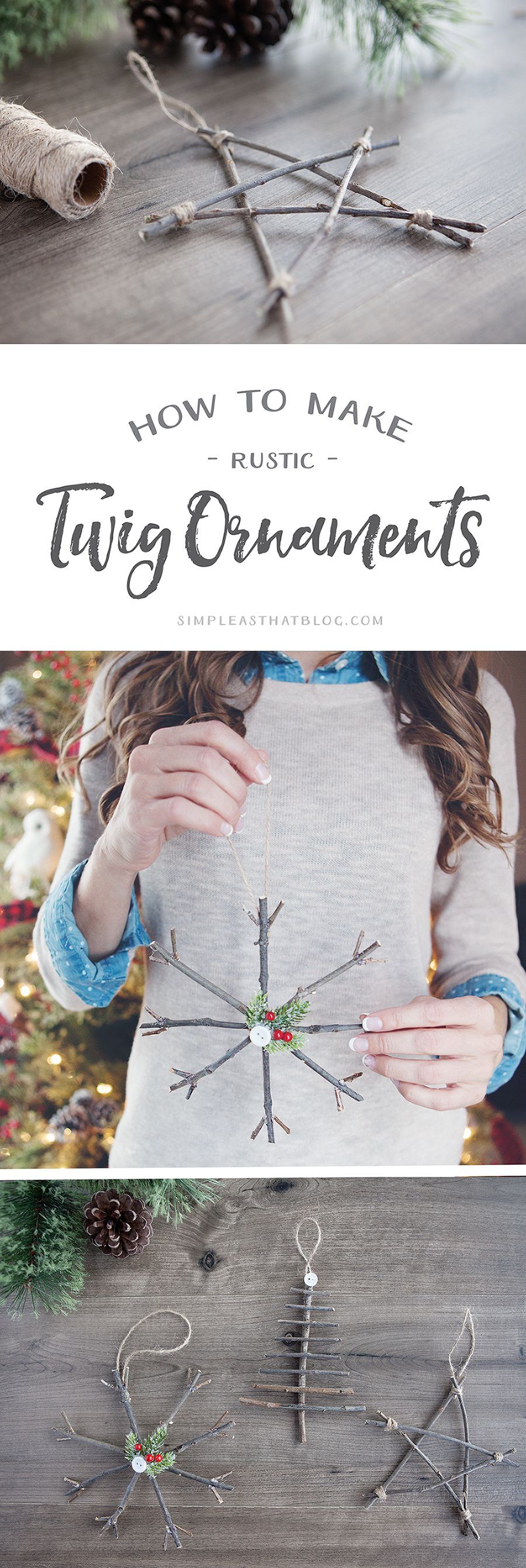 Bring a touch of nature indoors this year as you decorate your tree – learn how to make rustic twig Christmas ornaments! They’re