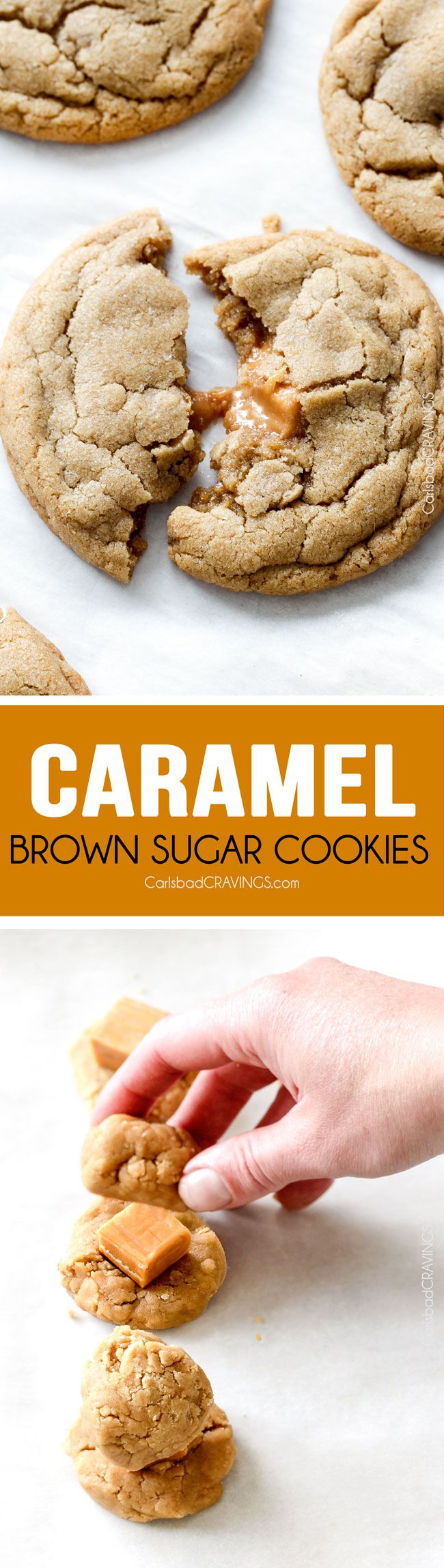 Caramel Stuffed Brown Sugar Cookies are incredibly soft and chewy and infused with brown butter! Best cookies EVER! and no chill