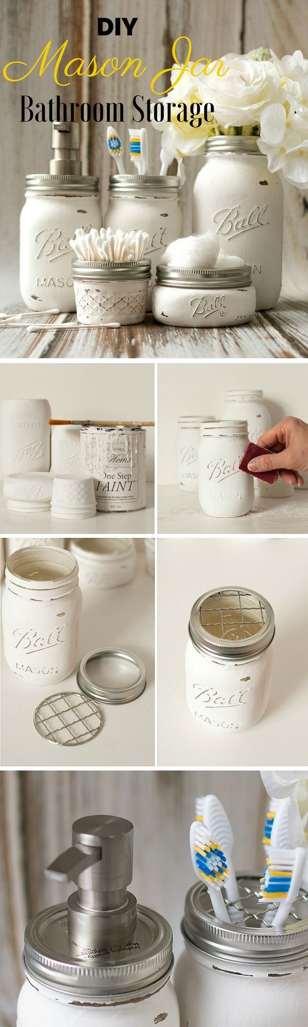 Check out the tutorial: #DIY Mason Jar Bathroom Storage @istandarddesign